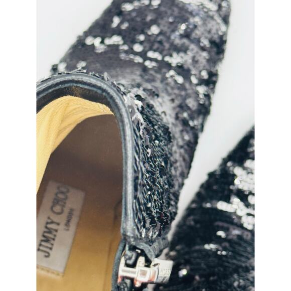 Jimmy Choo Black Silver Party sequin embellishment booties size EU 35.5 - Picture 9 of 12